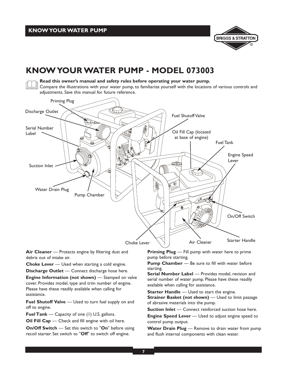 Briggs & Stratton 073002 User Manual | Page 7 / 72