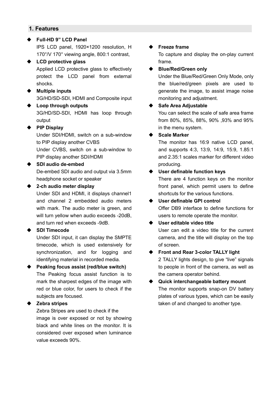 SWIT Electronics S-1092H User Manual | Page 4 / 16