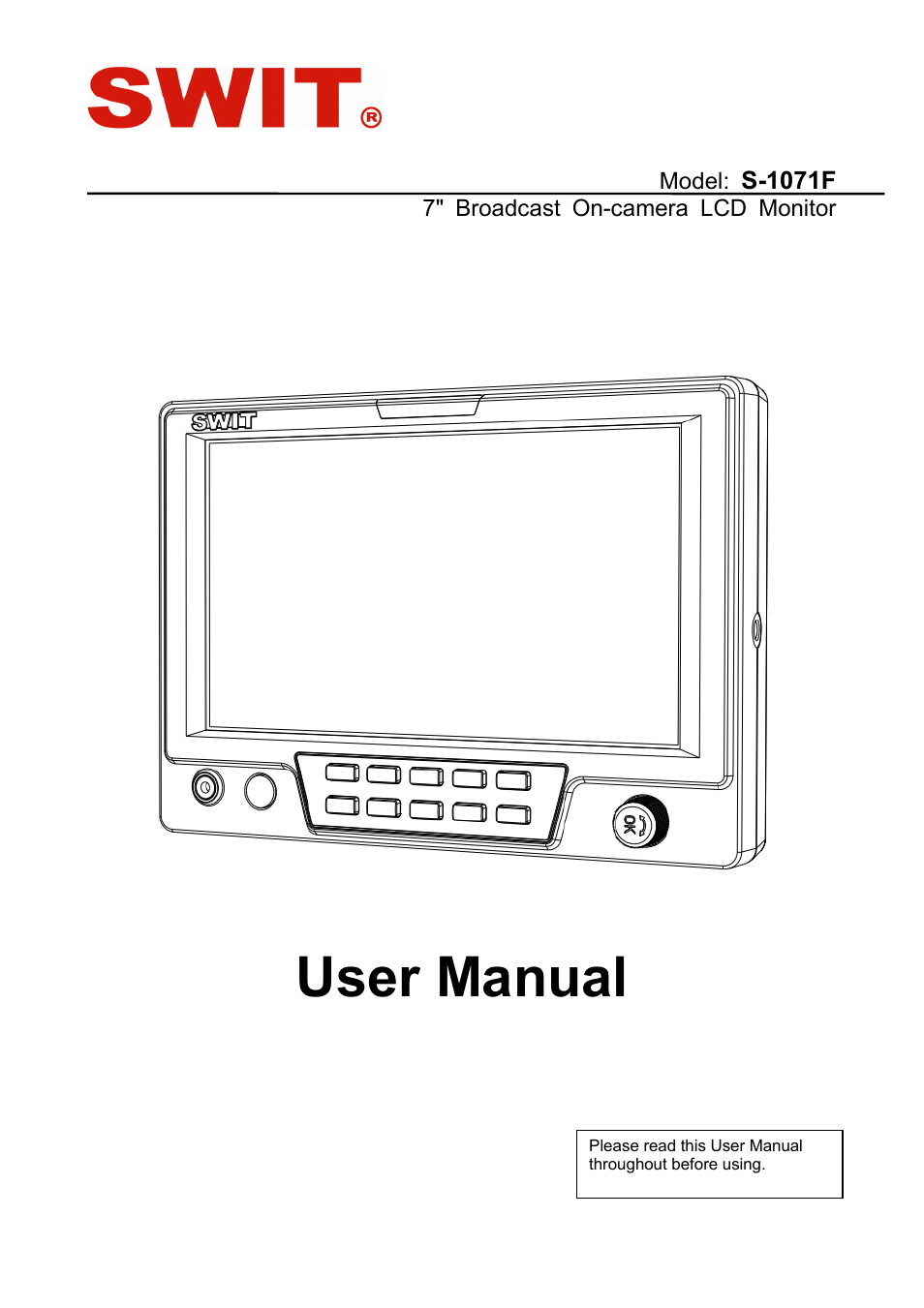 SWIT Electronics S-1071F User Manual | 12 pages