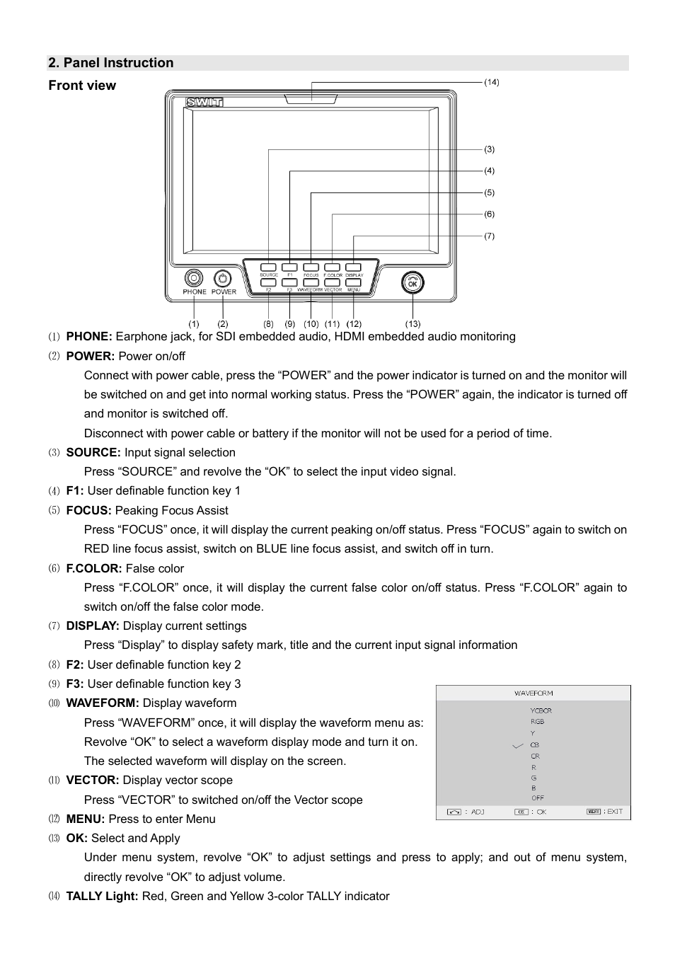 SWIT Electronics S-1071F User Manual | Page 5 / 12