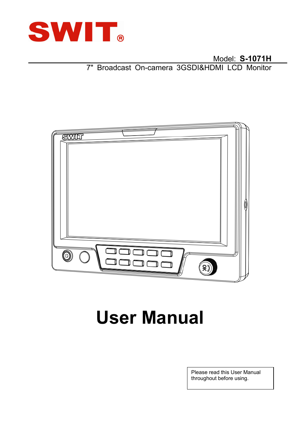 SWIT Electronics S-1071H User Manual | 12 pages