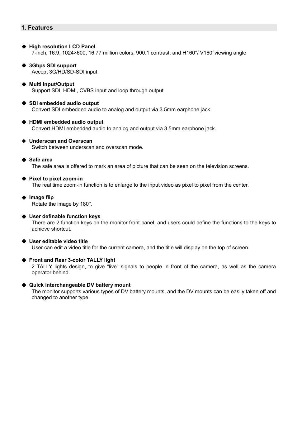SWIT Electronics S-1071H User Manual | Page 4 / 12