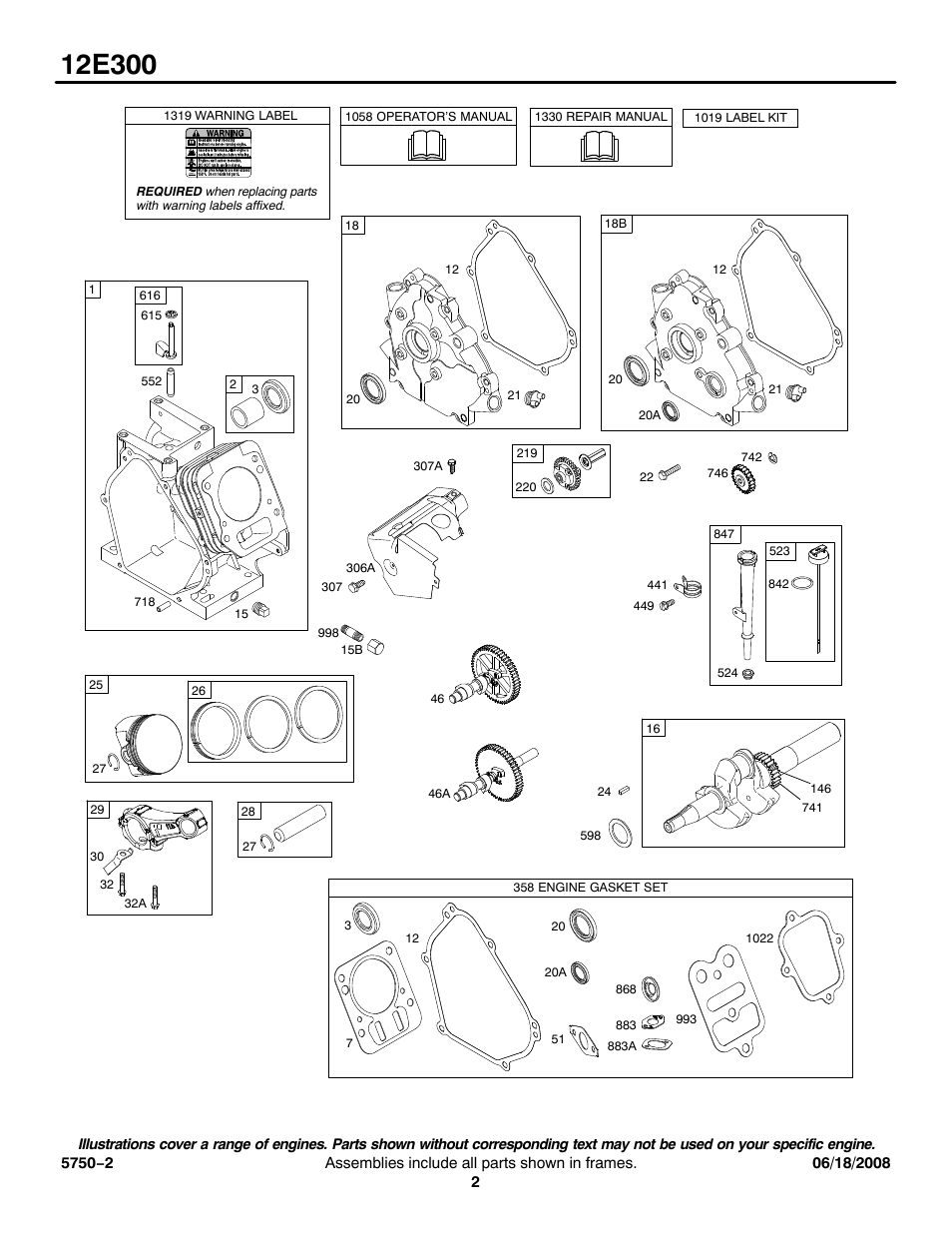 Briggs & Stratton 12E300 User Manual | Page 2 / 9