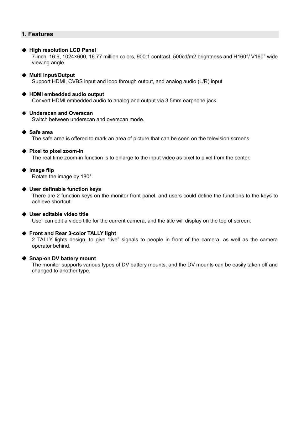 SWIT Electronics S-1071C User Manual | Page 4 / 12