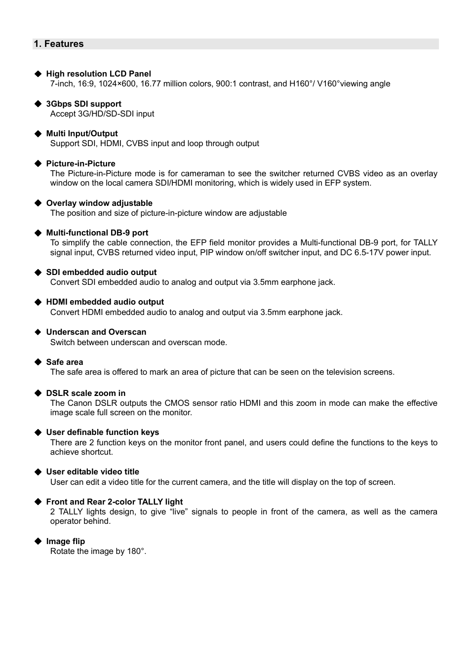 SWIT Electronics S-1071H(EFP) User Manual | Page 4 / 12