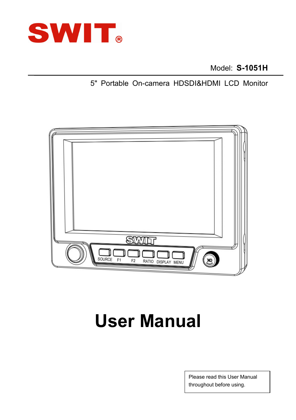 SWIT Electronics S-1051H User Manual | 12 pages