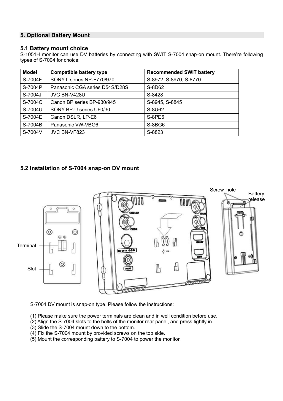 SWIT Electronics S-1051H User Manual | Page 9 / 12