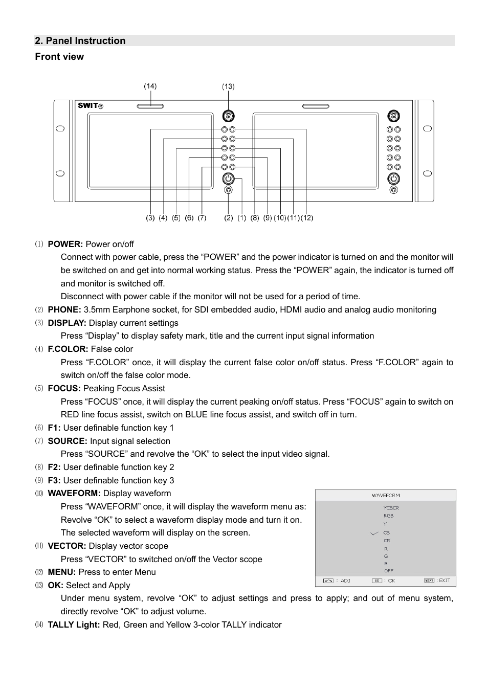 SWIT Electronics M-1071F User Manual | Page 5 / 12