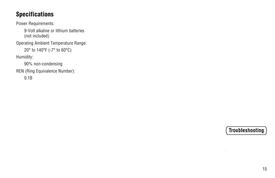 Specifications | Briggs & Stratton Model 040205-0 User Manual | Page 17 / 64