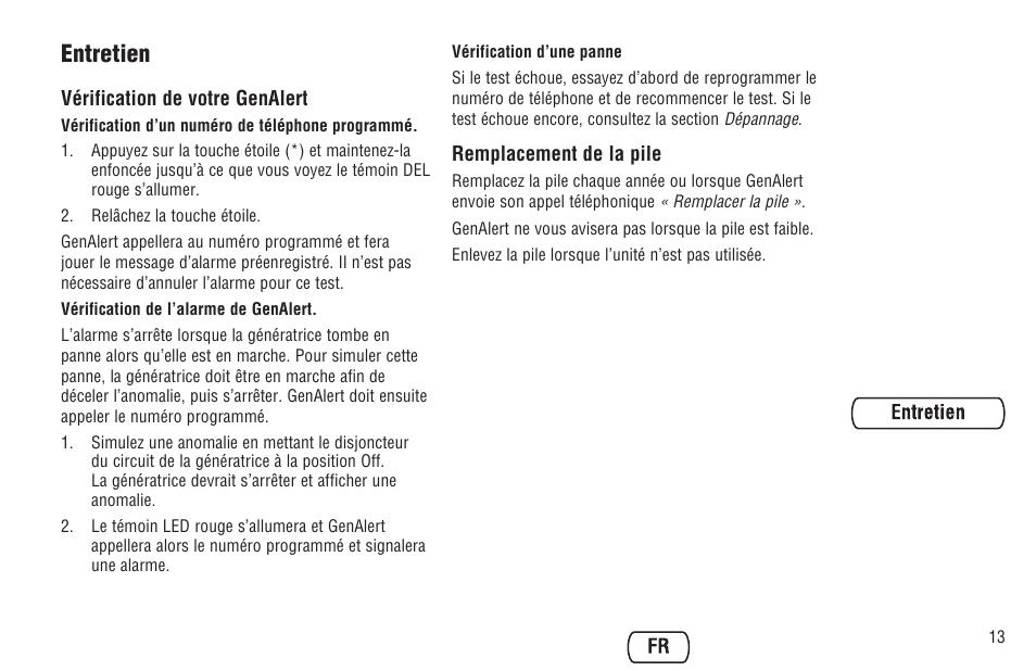 Entretien | Briggs & Stratton Model 040205-0 User Manual | Page 57 / 64