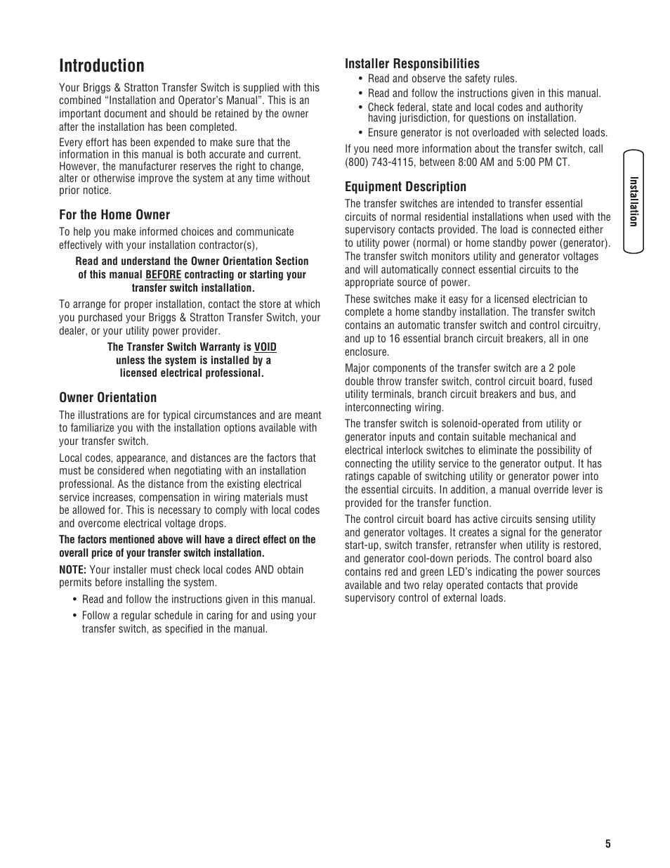 Introduction | Briggs & Stratton NEMA 3R User Manual | Page 5 / 40