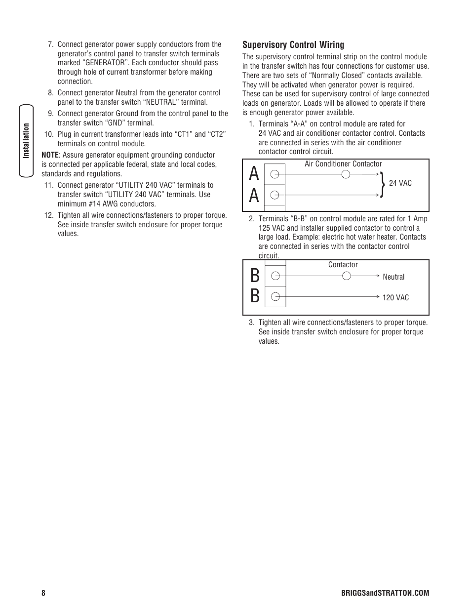 Briggs & Stratton NEMA 3R User Manual | Page 8 / 40