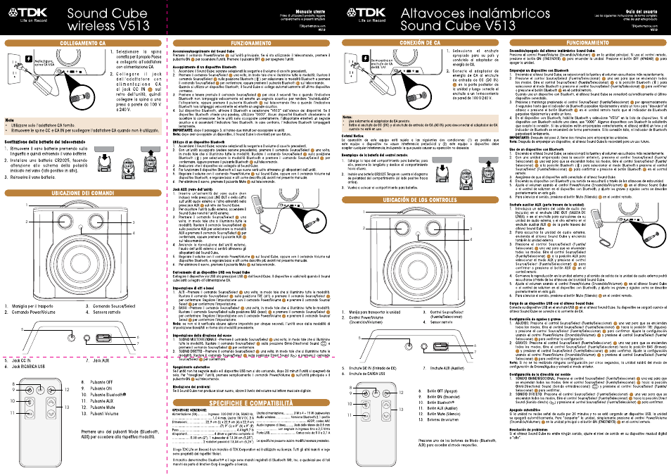 TDK V513 Wireless Sound Cube User Manual | Page 3 / 8
