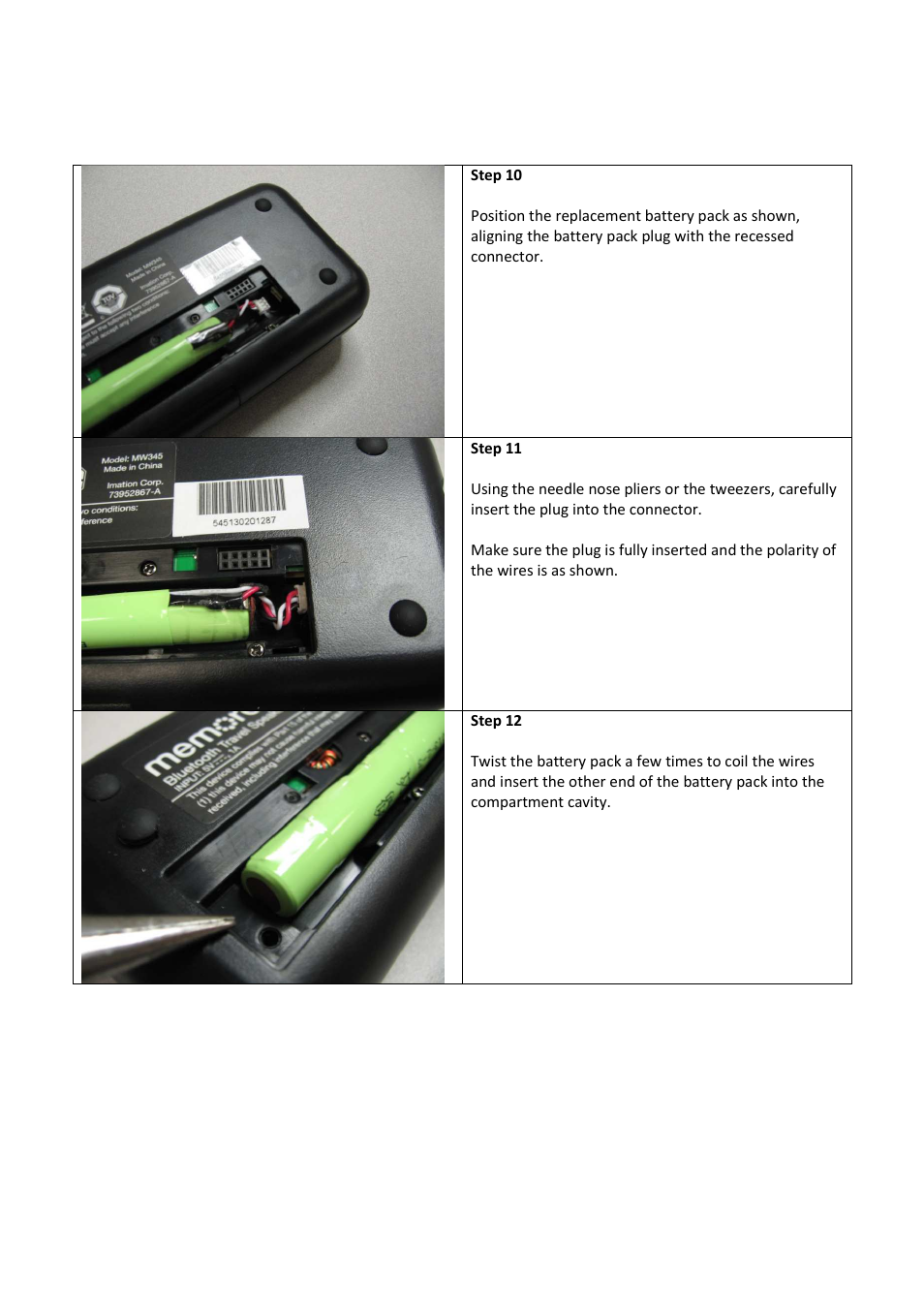 TDK TW345 - Battery Replacement Guide User Manual | Page 4 / 6