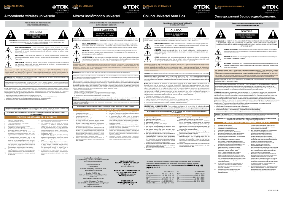 TDK TW212 User Manual | 8 pages