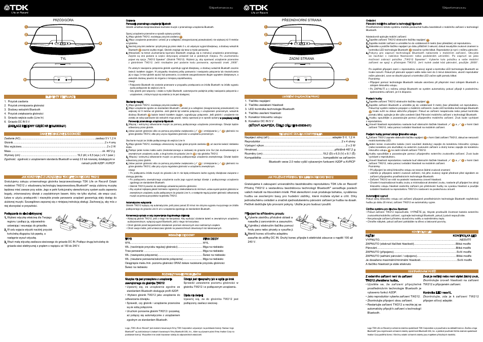 Dc in line-in | TDK TW212 User Manual | Page 6 / 8