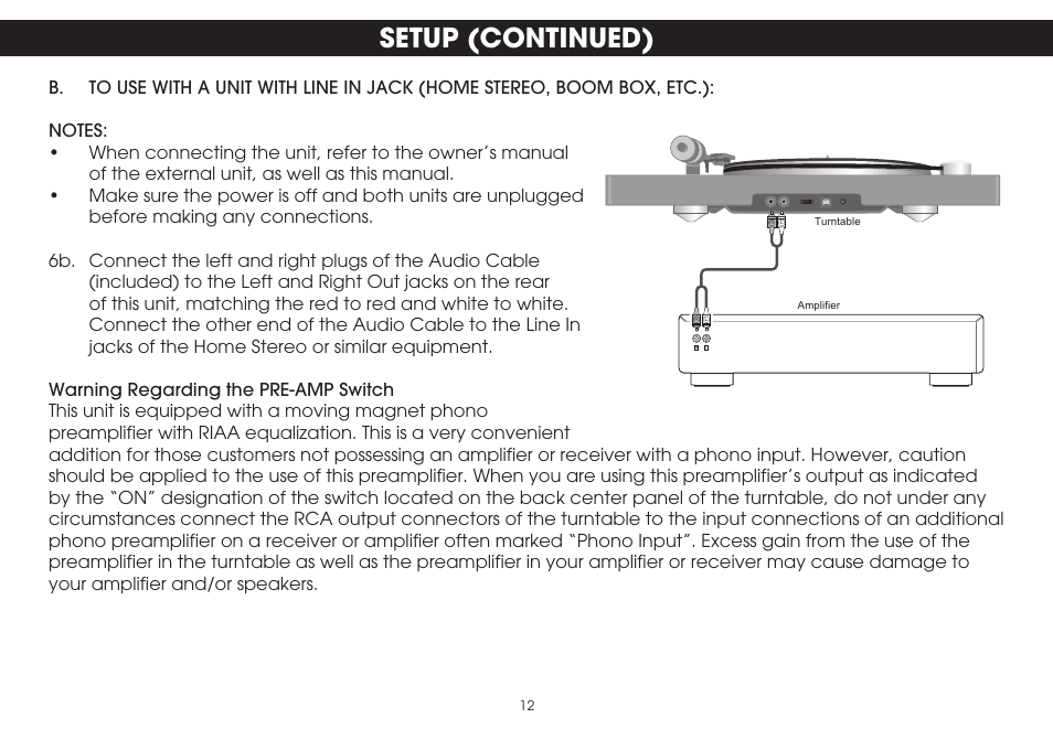 Setup (continued) | TDK TVT1001 User Manual | Page 12 / 36