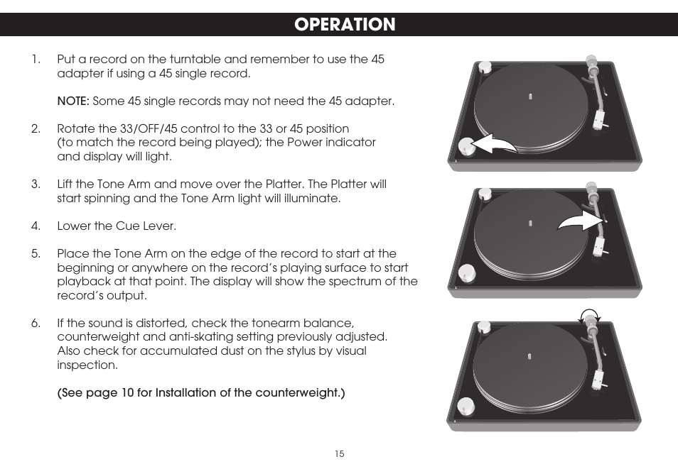 Operation | TDK TVT1001 User Manual | Page 15 / 36