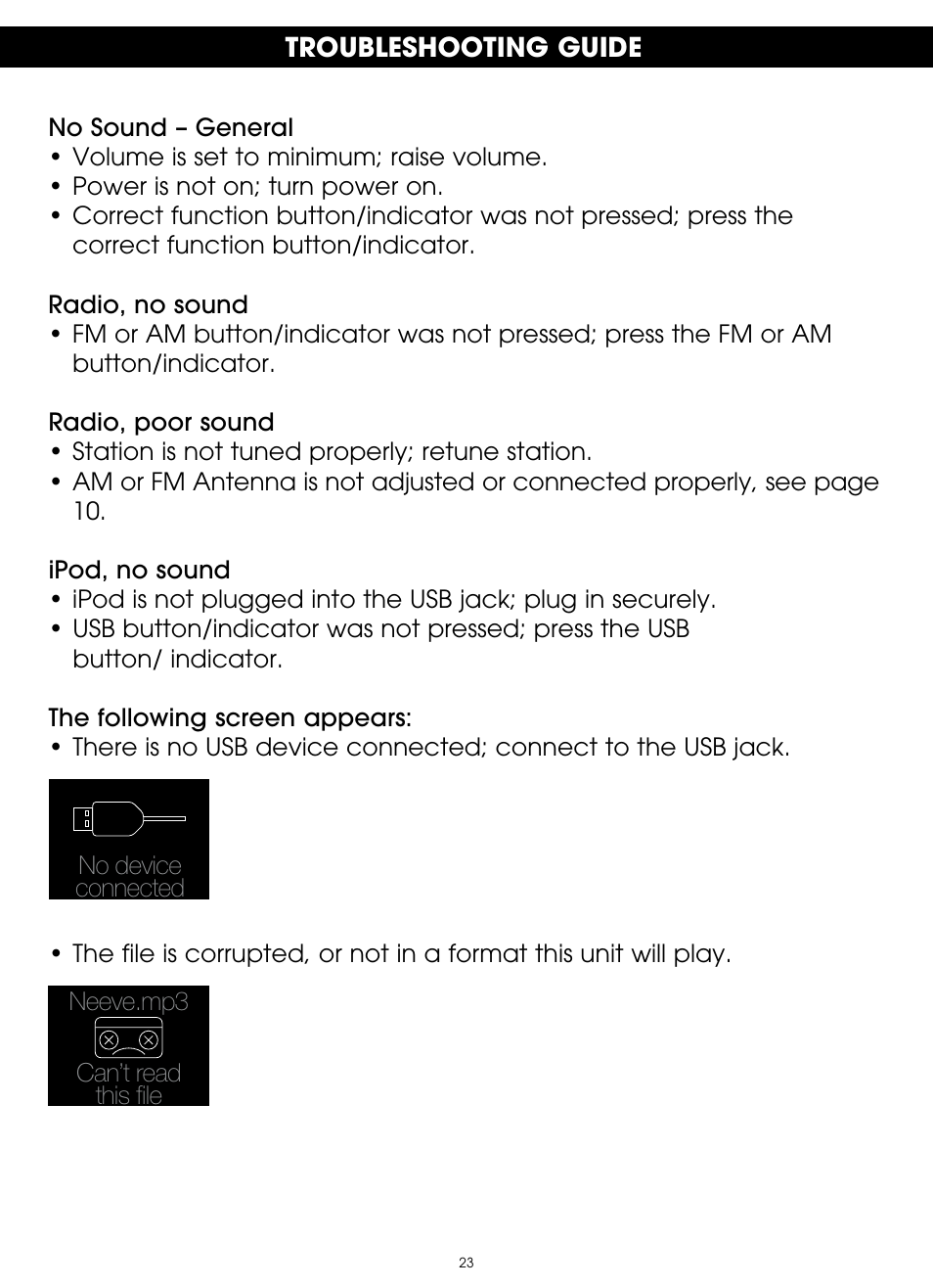 TDK TP6803 3 Speaker Boombox User Manual | Page 23 / 78