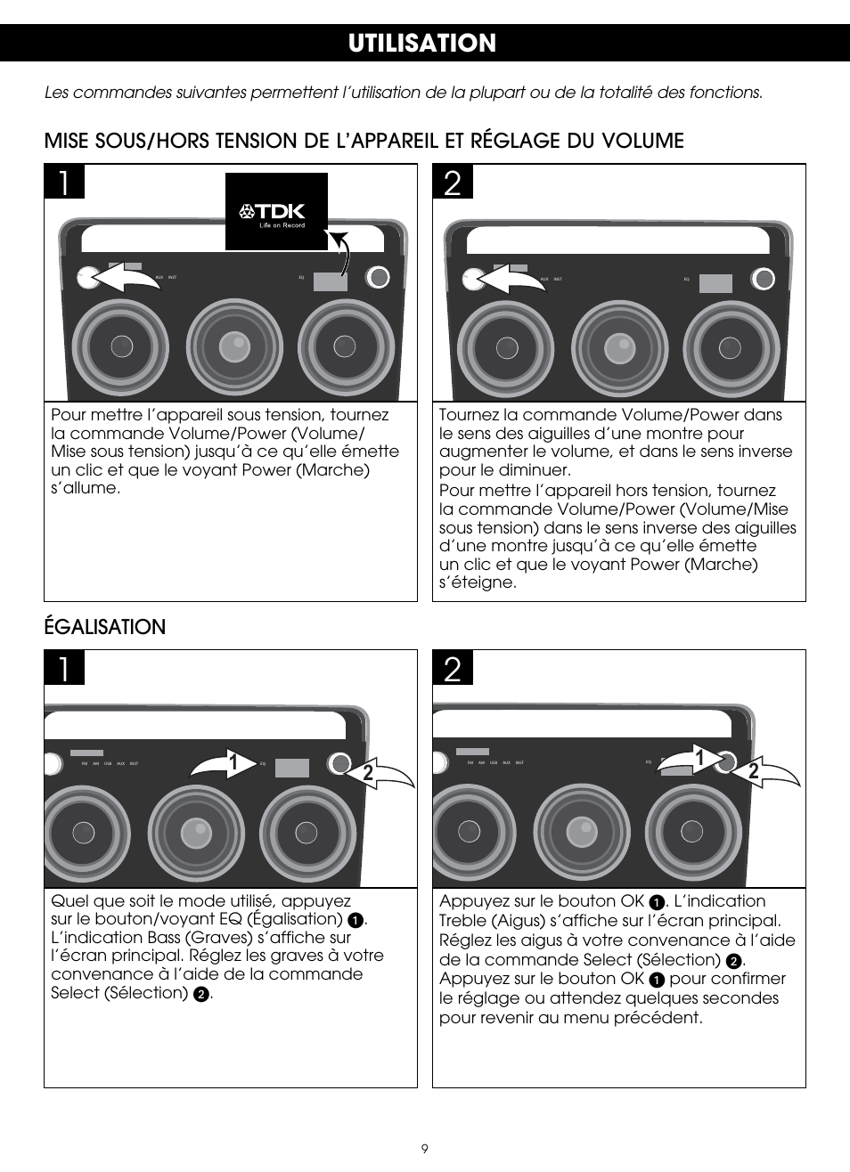 Utilisation, Égalisation | TDK TP6803 3 Speaker Boombox User Manual | Page 35 / 78