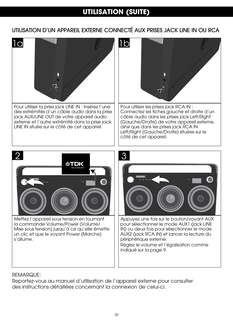 Utilisation (suite) | TDK TP6803 3 Speaker Boombox User Manual | Page 46 / 78