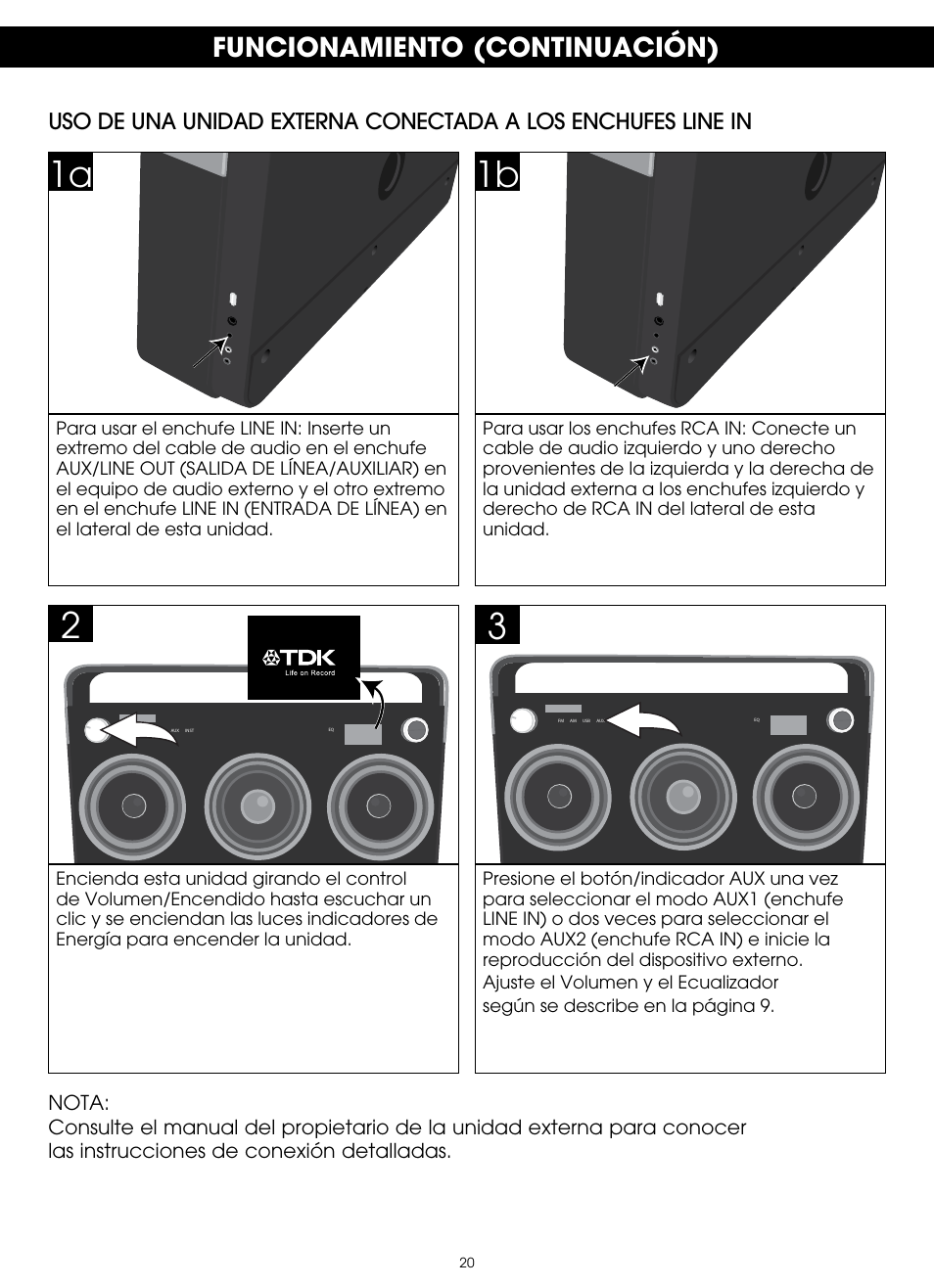 Funcionamiento (continuación) | TDK TP6803 3 Speaker Boombox User Manual | Page 72 / 78