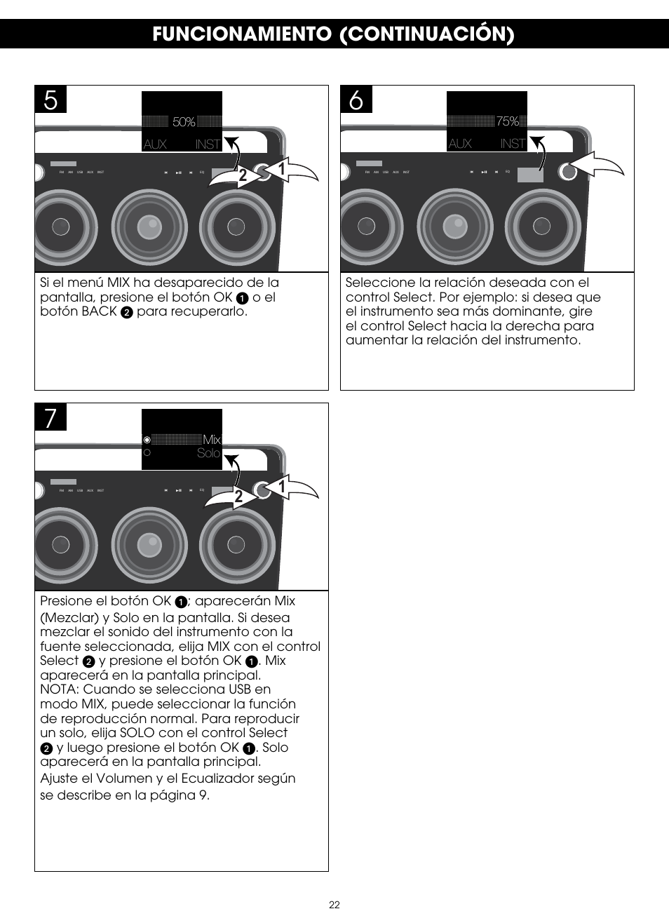 Funcionamiento (continuación) | TDK TP6803 3 Speaker Boombox User Manual | Page 74 / 78