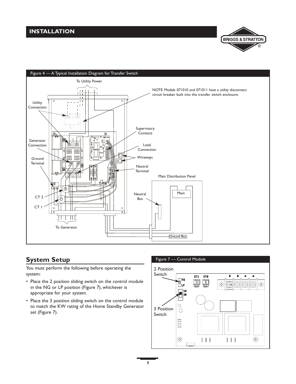 System setup, Installation | Briggs & Stratton 71009 User Manual | Page 9 / 44