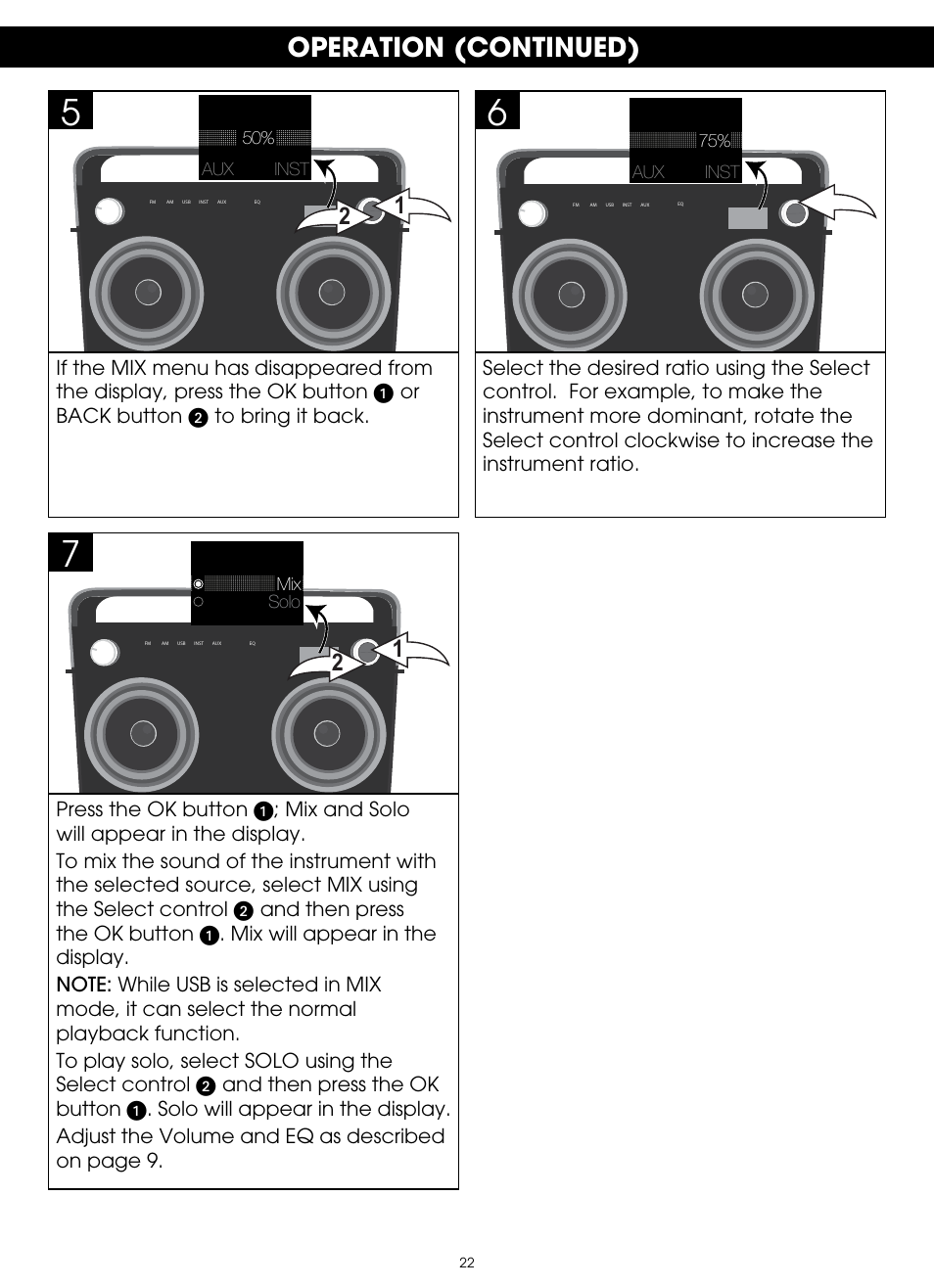 Operation (continued) | TDK TP6802 2-Speaker Boombox User Manual | Page 22 / 78