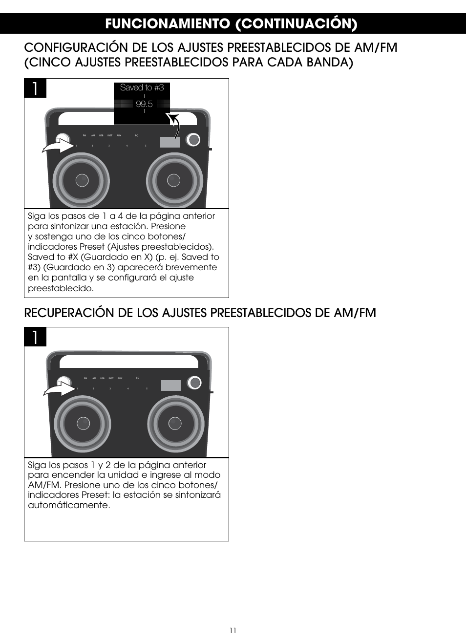 Funcionamiento (continuación) | TDK TP6802 2-Speaker Boombox User Manual | Page 37 / 78