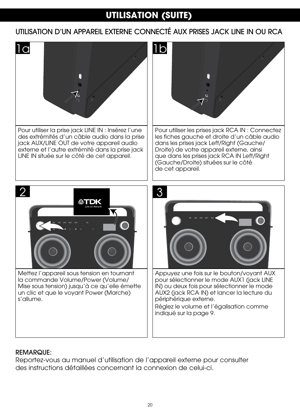 Utilisation (suite) | TDK TP6802 2-Speaker Boombox User Manual | Page 72 / 78