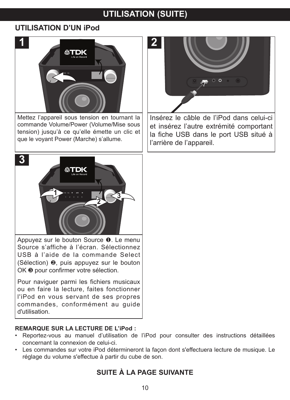 Utilisation (suite), Utilisation d’un ipod | TDK TP6701 Sound Cube User Manual | Page 37 / 73