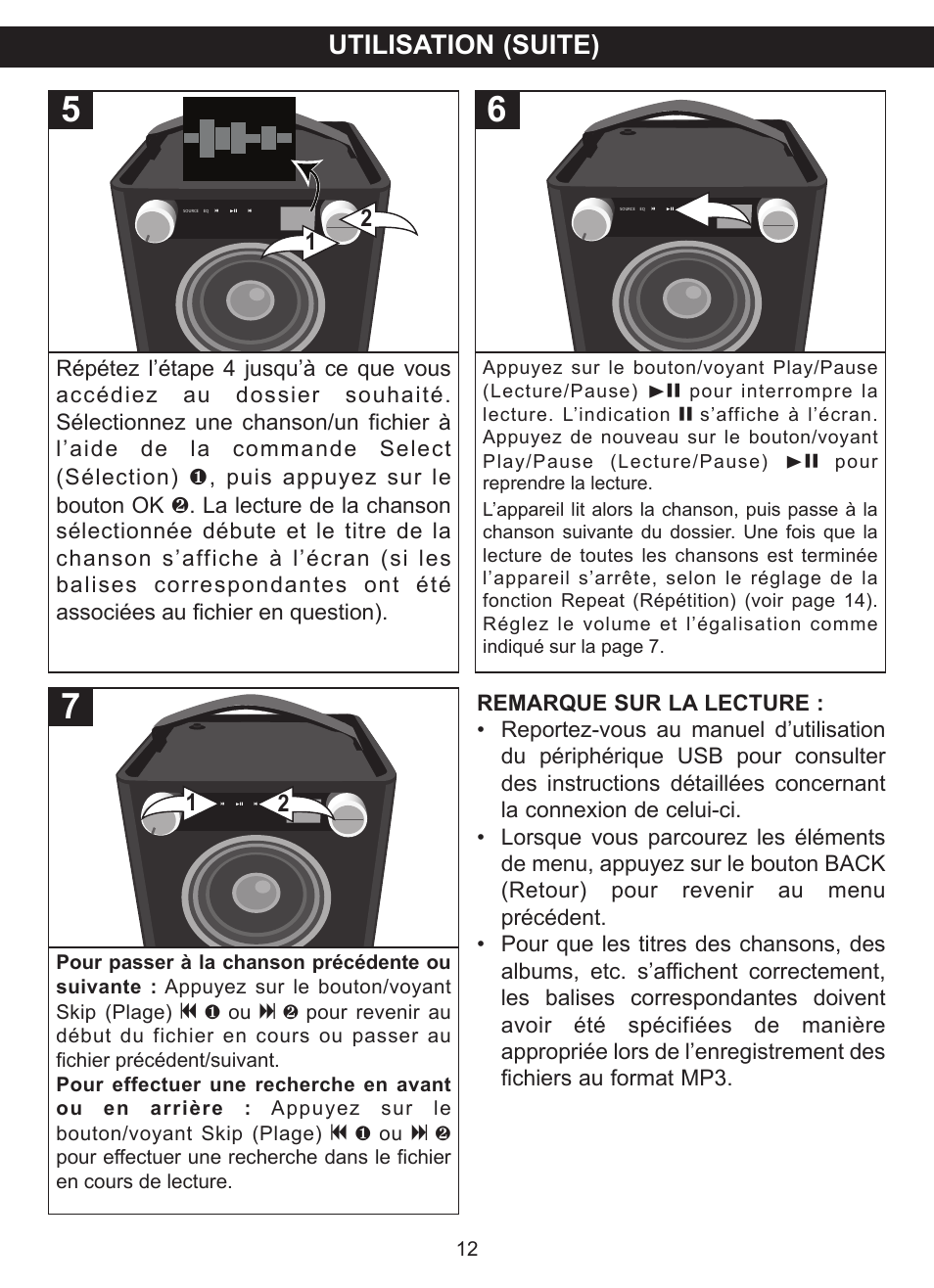 Utilisation (suite) | TDK TP6701 Sound Cube User Manual | Page 39 / 73