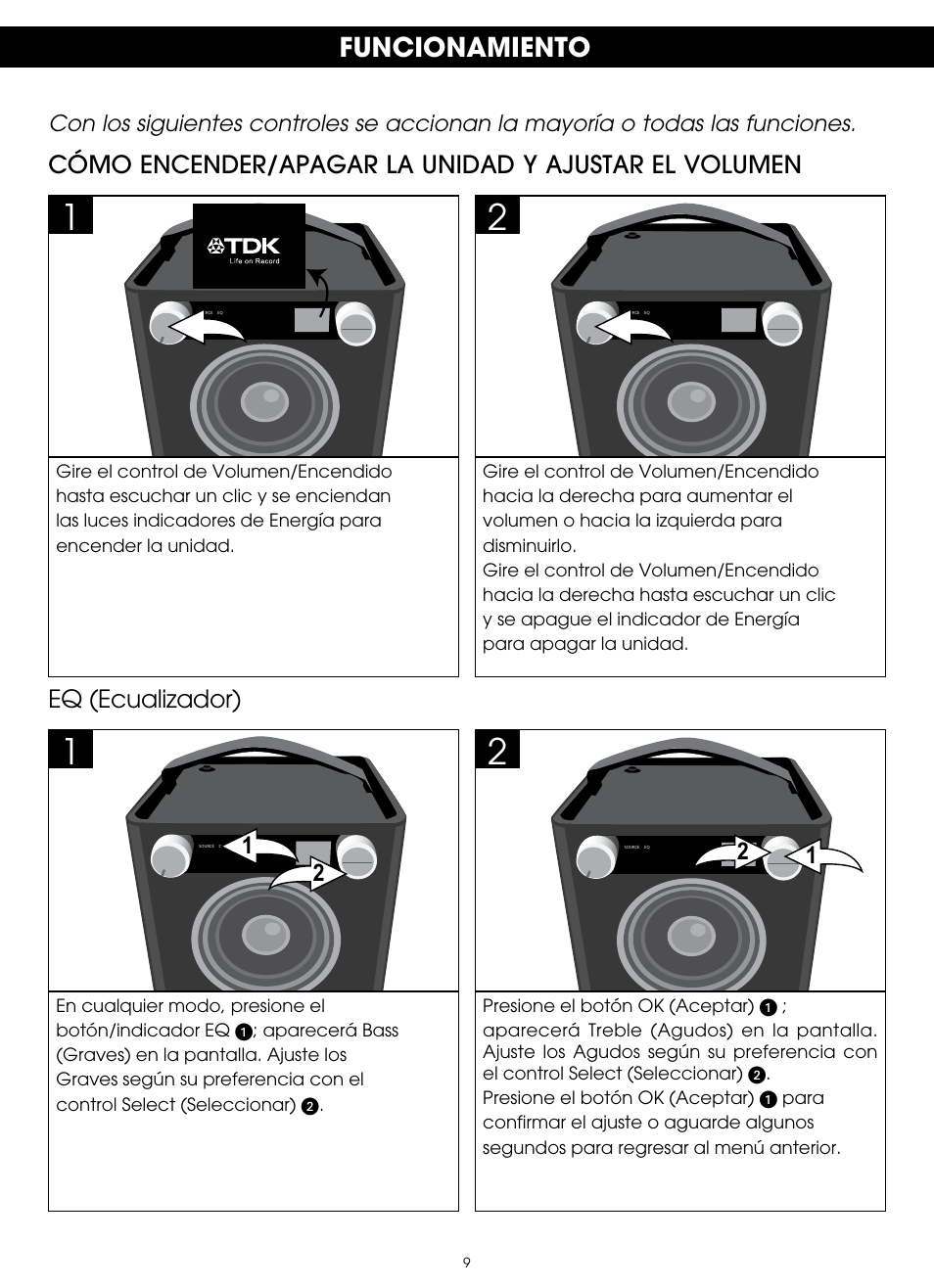 Funcionamiento, Eq (ecualizador) | TDK TP6701 Sound Cube User Manual | Page 56 / 73