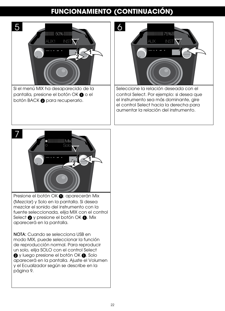 Funcionamiento (continuación) | TDK TP6701 Sound Cube User Manual | Page 69 / 73