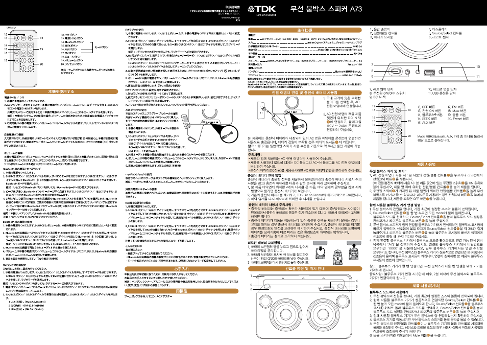 TDK A73 Wireless Boombox - User Manual User Manual | Page 9 / 11
