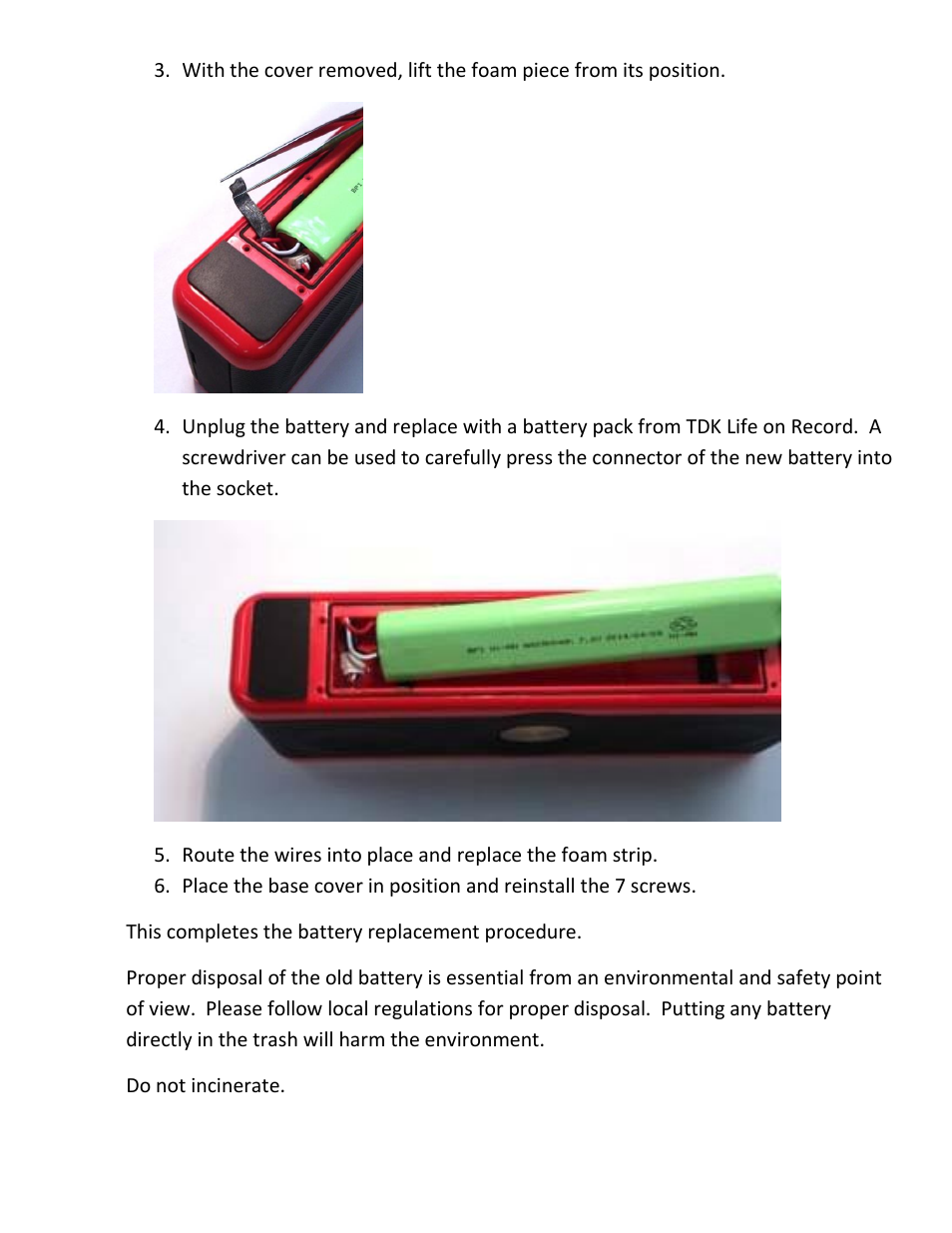 TDK TREK Max Wireless - Battery replacement instructions User Manual | Page 2 / 3