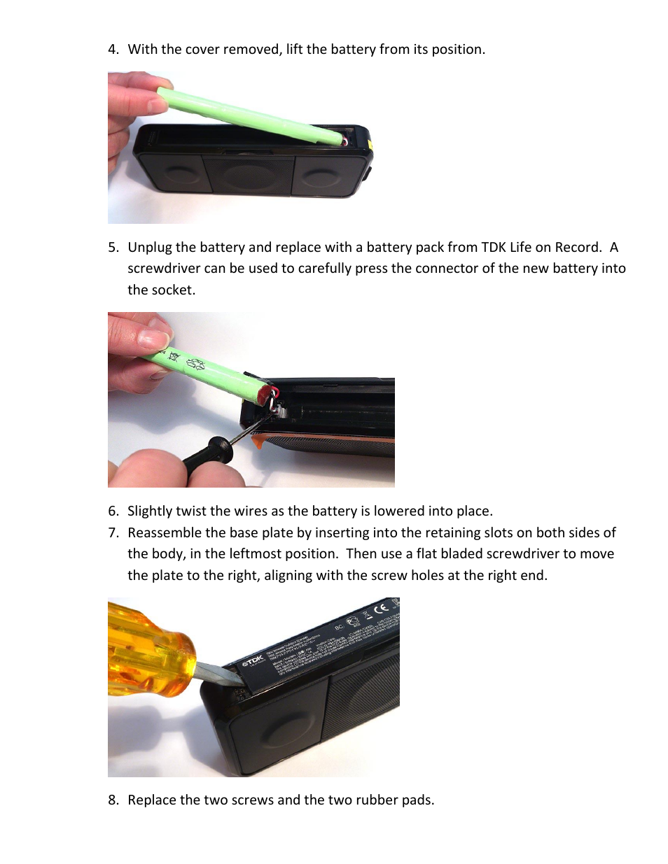 TDK A26 Wireless - Battery replacement instructions User Manual | Page 2 / 3