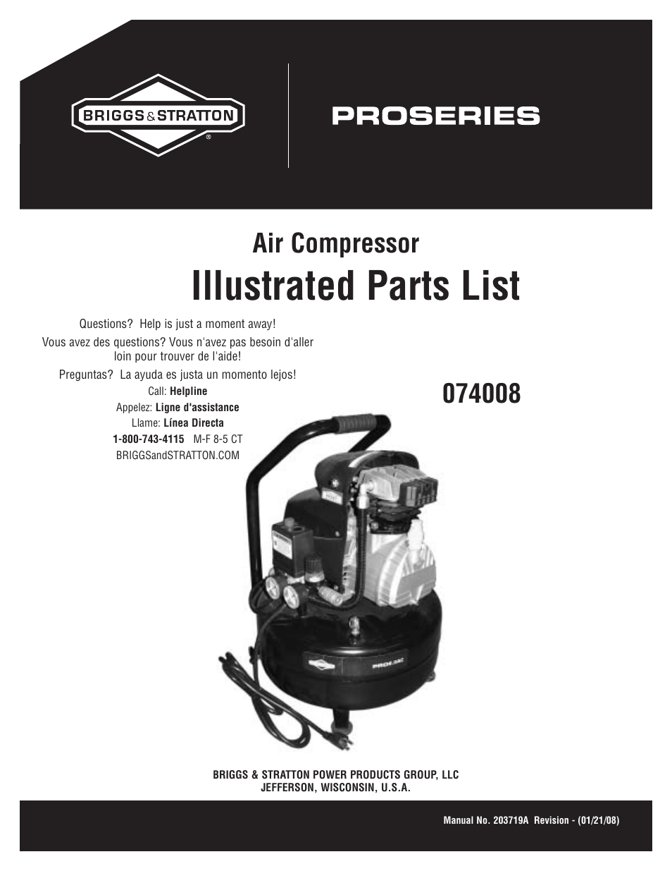 Briggs & Stratton 074008 User Manual | 3 pages
