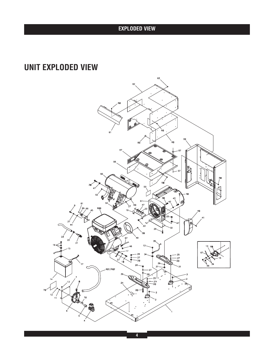 Unit exploded view | Briggs & Stratton 040212-1 User Manual | Page 4 / 12
