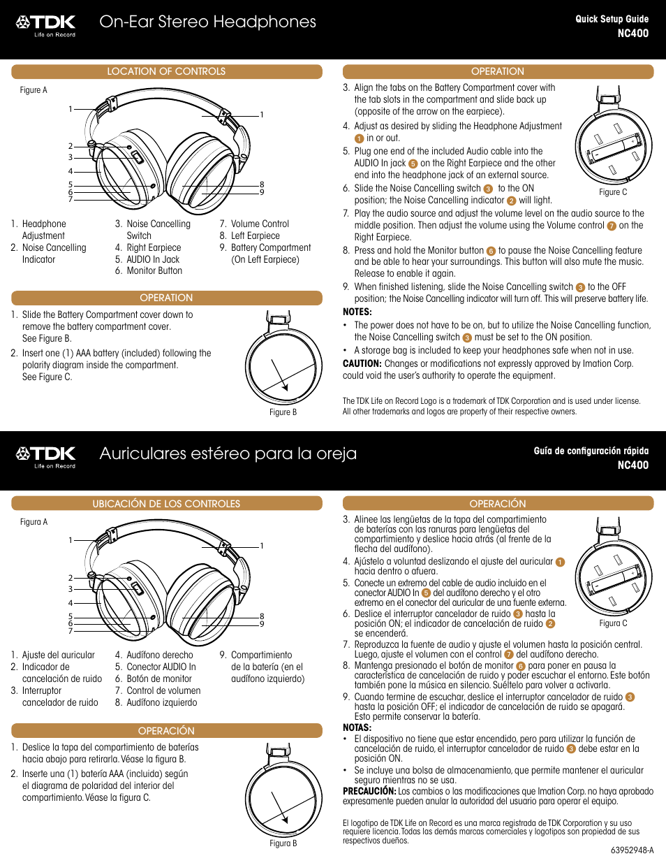 TDK NC400 User Manual | 2 pages