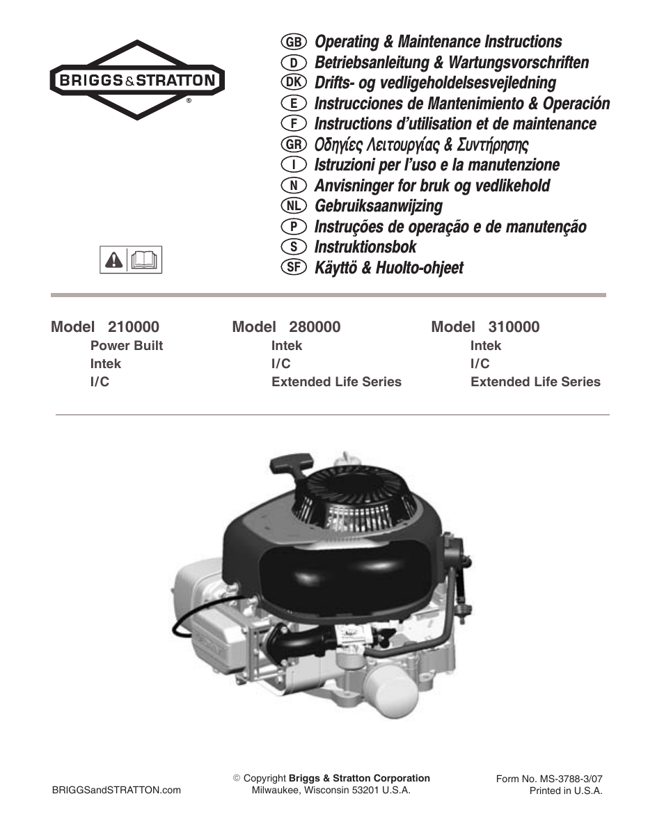 Briggs & Stratton 280000 User Manual | 76 pages