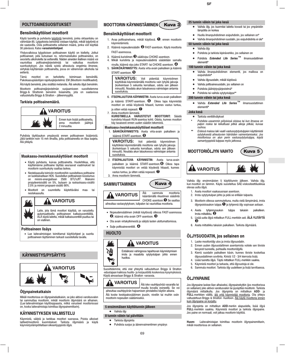 Briggs & Stratton 280000 User Manual | Page 71 / 76