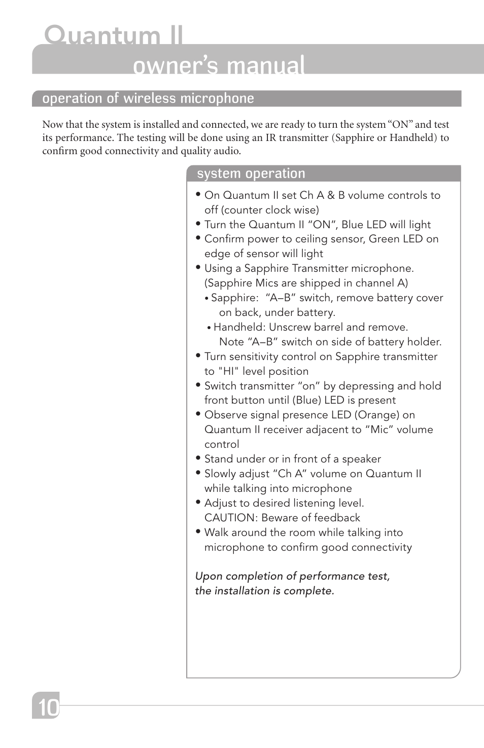Quantum ii, Owner’s manual | TeachLogic Quantum II User Manual | Page 14 / 20