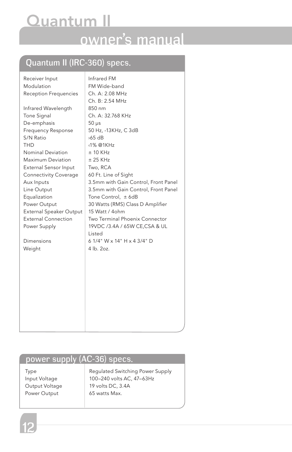Quantum ii, Transmitter owner’s manual | TeachLogic Quantum II User Manual | Page 16 / 20