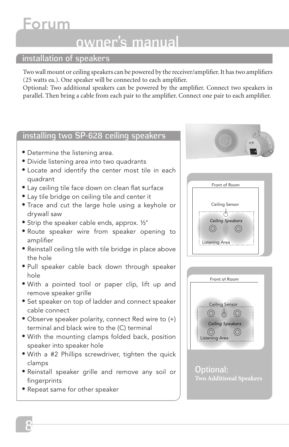 Forum, Owner’s manual, Optional | TeachLogic Forum User Manual | Page 14 / 24