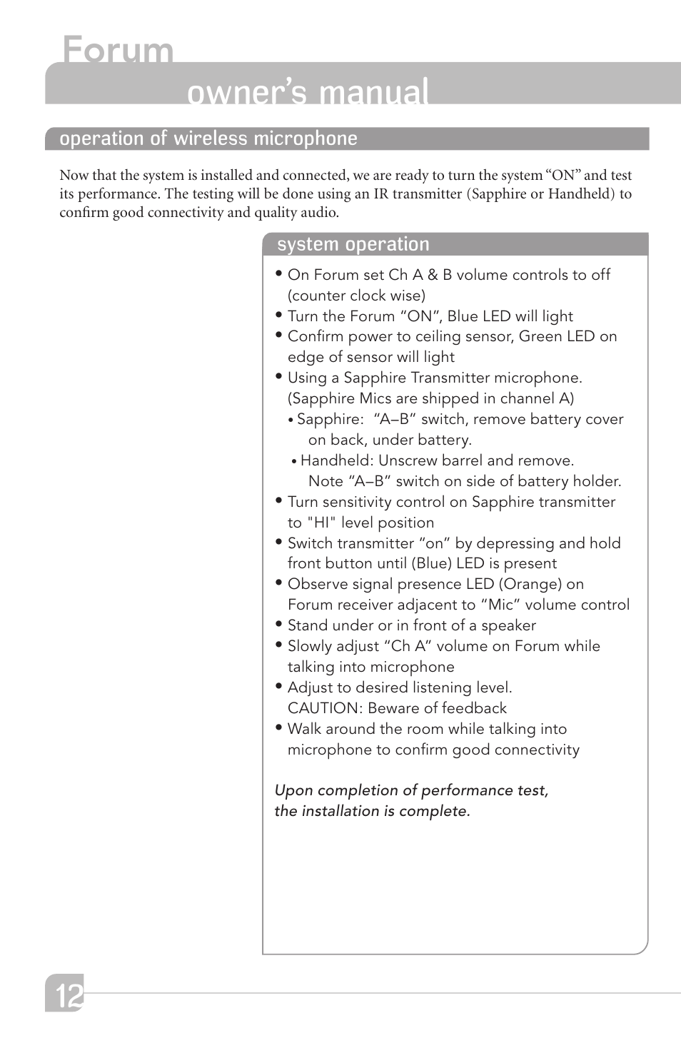 Forum, Owner’s manual | TeachLogic Forum User Manual | Page 18 / 24