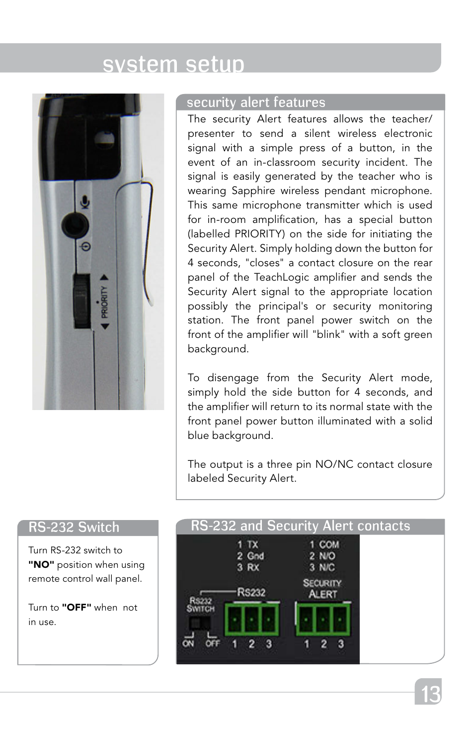 System setup | TeachLogic Forum 232 User Manual | Page 17 / 24
