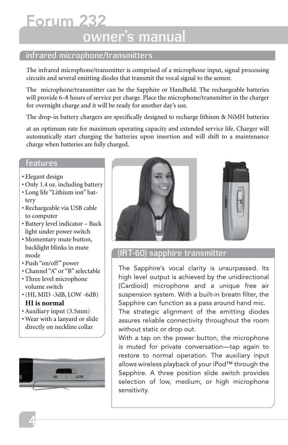 Forum 232, Owner’s manual | TeachLogic Forum 232 User Manual | Page 8 / 24