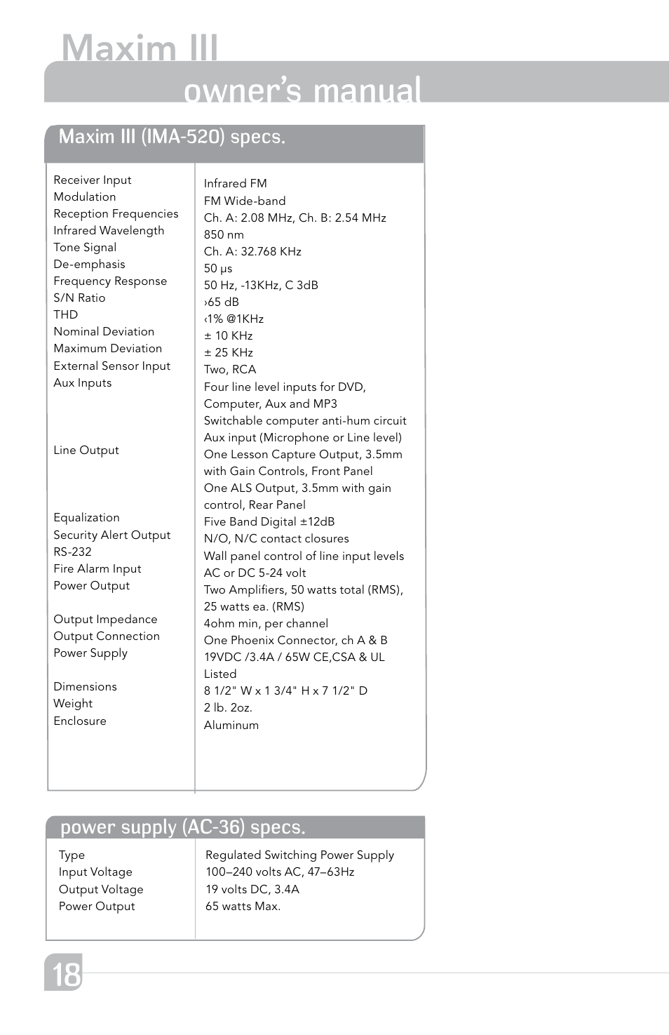Maxim iii, Transmitter owner’s manual | TeachLogic Maxim III User Manual | Page 24 / 28